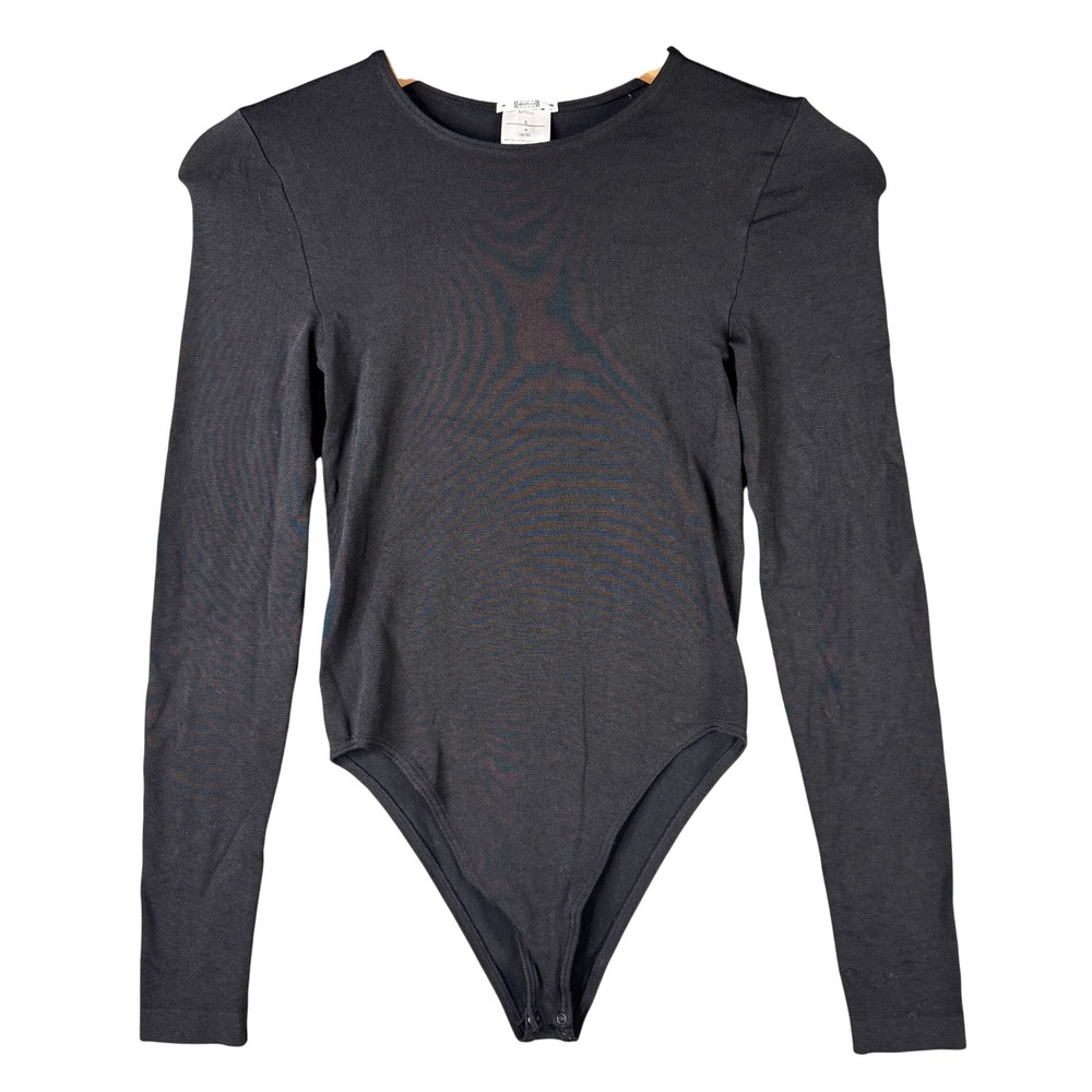 Wolford Jamaika Long Sleeve Padded Shoulder Bodysuit Black Size S 547705M